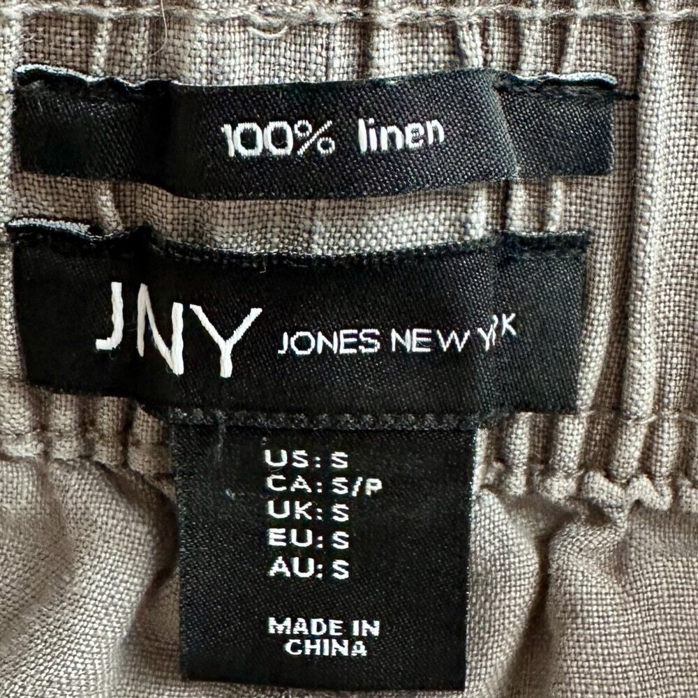 JNY Jones New York Women' 100% Linen Pant Size S Grey Wide Leg Cottagecore Boho - Picture 3 of 11